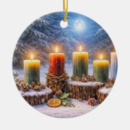 Jul Solstice Ljusstakar Måne Julgransprydnad Keramik