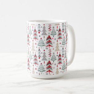 Jul som är färgrik, julgran som är röd, grönt kaffemugg