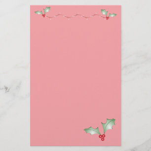 Jul som är rosa med mjuk grön järnek brevpapper