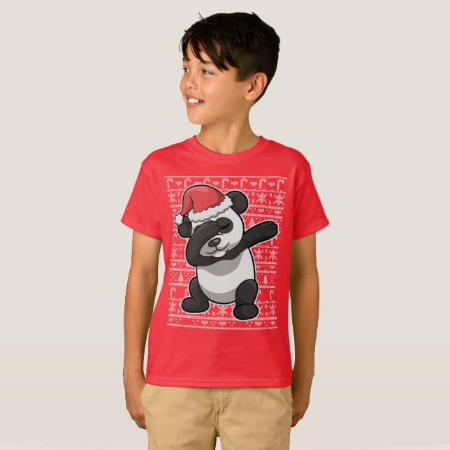 Jul som baddar Pandabjörnklicken Tee Shirt (Hel framsida)