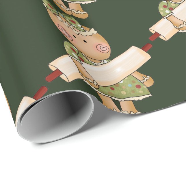 Jul som bakar den pepparkaka belade med tegel presentpapper (Rullad Hörn)