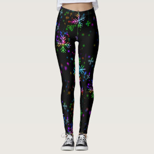 Jul som faller olika neon färg snöflingor S Leggings