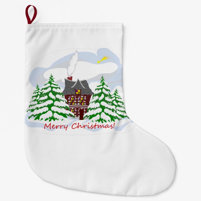 Jul som kommer till familjehuset stor julstrumpa (Framsidan)