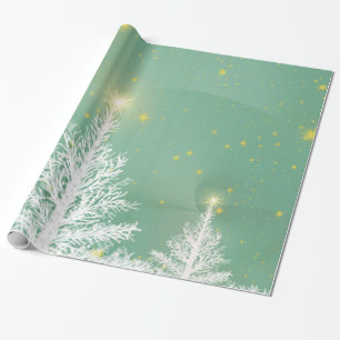 Jul som slår in papper med vitträd presentpapper