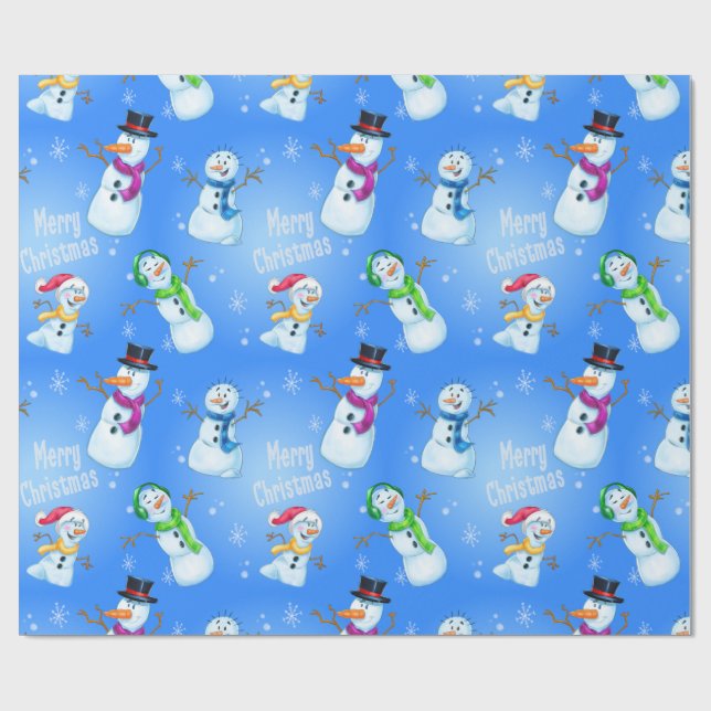 Jul som slår in tecknadsnögubben presentpapper (Platt)