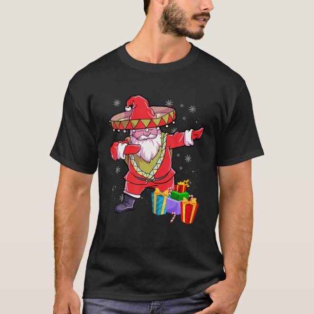 jul Sombrero Dabbing Jultomten Mexican Mer T Shirt (Framsida)