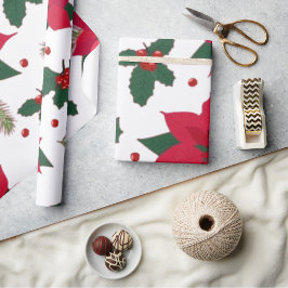 Jul sömlös med Poinsettia Gift Bag Presentpapper