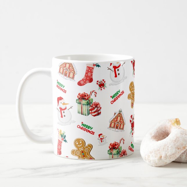 Jul Sömlös Mönster Kaffemugg (Med munk)