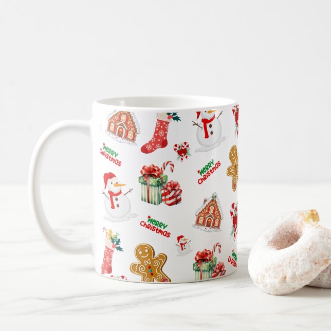 Jul Sömlös Mönster Kaffemugg (Med munk)