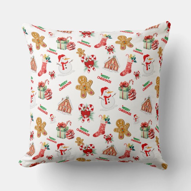 Jul Sömlös Mönster Kudde (Framsida)