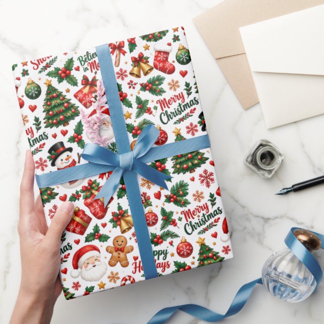 Jul sömlöst mönster inslagningspapper (Gifting)