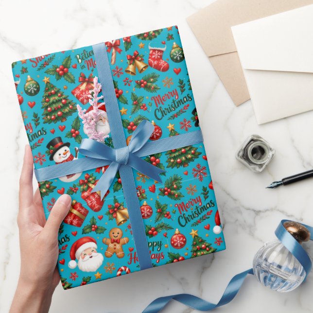 Jul sömlöst mönster inslagningspapper (Gifting)