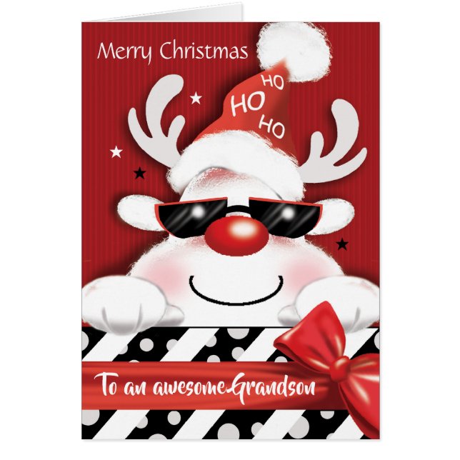 Jul sonson, rolig ren, Ho, Ho, Ho, Hälsningskort (Framsidan)