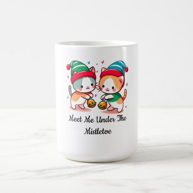 Jul Söt Katt Möt Mig Under Misteltoe Kaffemugg (Center)