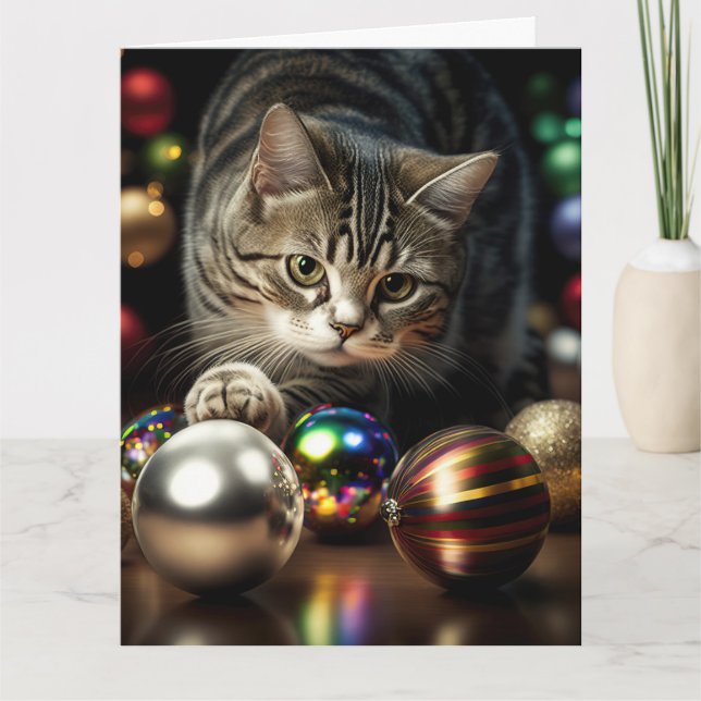 JUL SÖT RANDIG KATT Greeting Card Kort (Framsida)