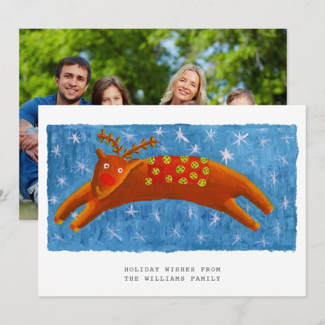 Jul Söt Ren Illustrations Foto Julkort (Fram/baksida)