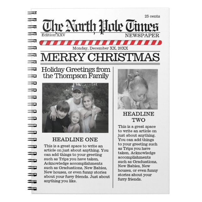 Jul Söt Rolig Nordpolens Tidning Anteckningsbok (Framsidan)