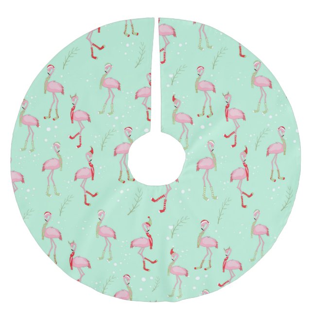 Jul Söt Rosa Flamingo Julgransmatta Borstad Polyester (Framsidan)