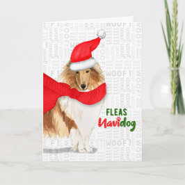 Jul Söt Rough Collie Fleas NaviDOG Helgkort