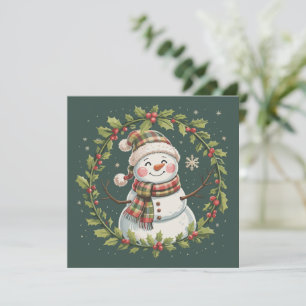 Jul Söt Snöman Vintersäsong Högtid Julkort