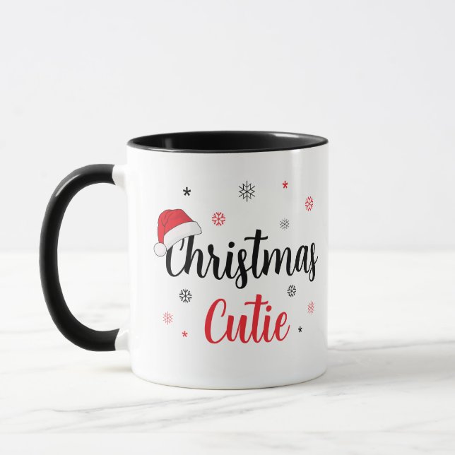 Jul Söt Tomte Hatt Modern Skrift Mugg (Vänster)