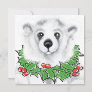 Jul söta isbjörn unge, tomte isbjörn unge inbjudningar