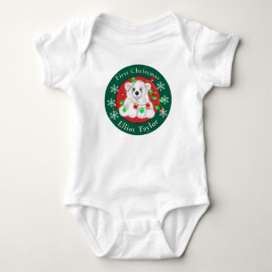 Jul söta isbjörnsunge röda gröna ljus t shirt