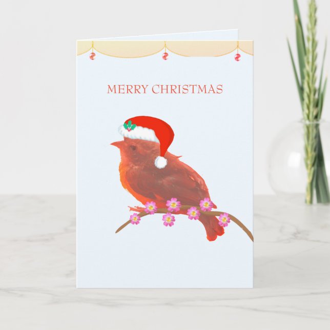 Jul söta lilla fågel kort (Framsida)
