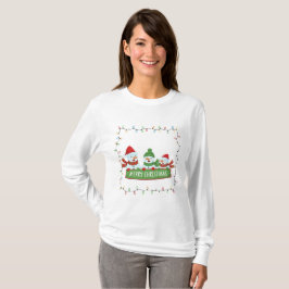 Jul söta snömannaljus ram t shirt