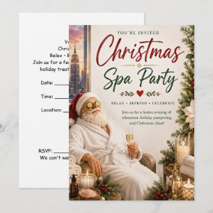 Jul Spa Party Inbjudan med Tomte