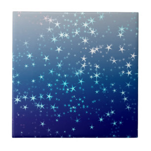Jul Sparkles Stars Blå himmel Kakelplatta