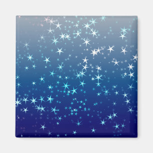 Jul Sparkles Stars Blå himmel Magnet