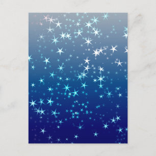 Jul Sparkles Stars Blå himmel Vykort