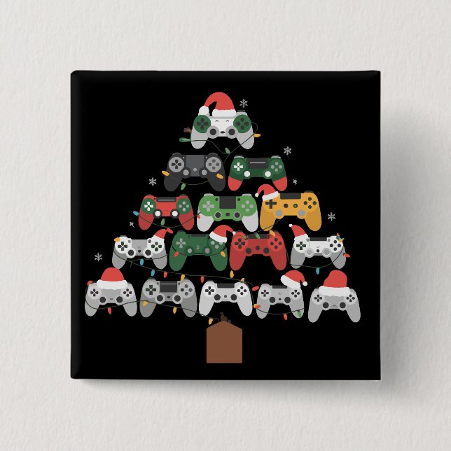 Jul Spelträd Spelare Gamer Xmas Gåvor Knapp (Framsida)