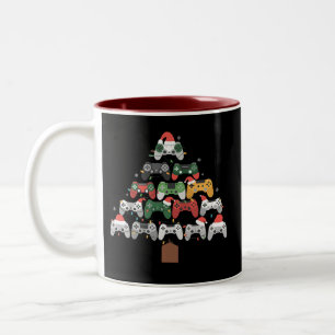 Jul Spelträd Spelare Gamer Xmas Gåvor Två-Tonad Mugg