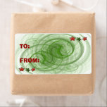 Jul Spiral och stjärnor Fraktsedel<br><div class="desc">Anpassade julklapp med blandad mediedesign med en spiral-fraktal bakgrund i grönten och digitalstjärnor. Du kan ta bort text från mallblocket så att du bara har bakgrunden och du kan skriva ut information på etiketten från din hemskrivare eller manuellt i skrivan. Du kan ändra ord i mallblocket eller klicka på "Anpassa"...</div>