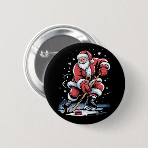 Jul Sport Santa Spelar Ishockey Xmas Knapp