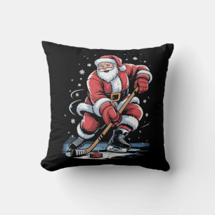 Jul Sport Santa Spelar Ishockey Xmas Kudde