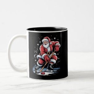 Jul Sport Santa Spelar Ishockey Xmas Två-Tonad Mugg