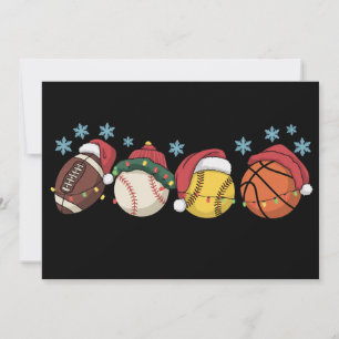 Jul Sportbollar Ljus Santa Familj Sport Julkort