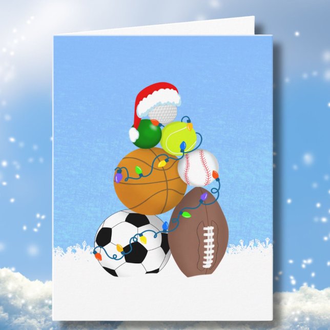 Jul Sportbollar Staplade Som Julgran Kort (Skapare uppladdad)