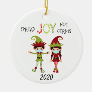 Jul Sprid glädje inte bakterier Tomte 2020 Julgransprydnad Keramik