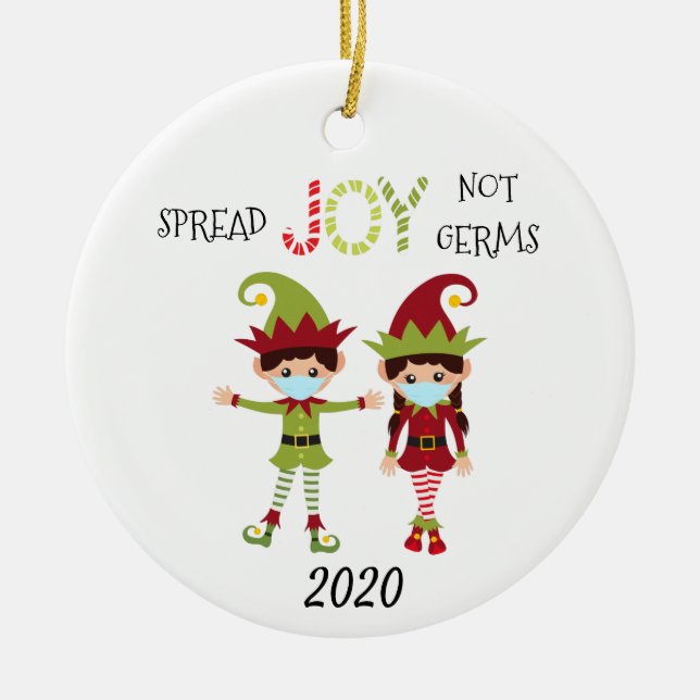 Jul Sprid glädje inte bakterier Tomte 2020 Julgransprydnad Keramik (Framsidan)