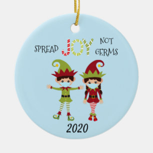 Jul Sprid glädje inte smitta Tomte 2020 Julgransprydnad Keramik