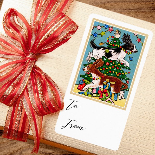 Jul Springer spanel Hund Gift Sticker-etikett Fraktsedel (Skapare uppladdad)