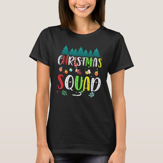 Jul Squad Julgran Familj Matchande Pyjamas  T Shirt (Framsida)