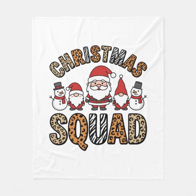 Jul Squad Tomte Snömann Leopardtryck Design Fleecefilt (Framsidan)