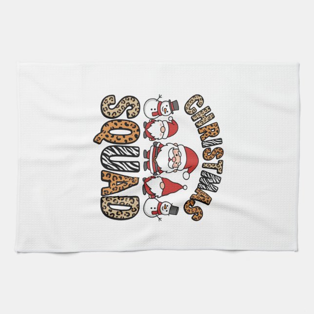 Jul Squad Tomte Snömann Leopardtryck Design Kökshandduk (Horisontell)