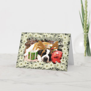 Jul - St Bernard - blått Helgkort