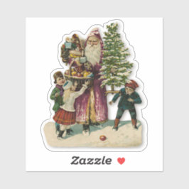 Jul St Nicholas & Barn Viktoriansk Tomte Klistermärken
